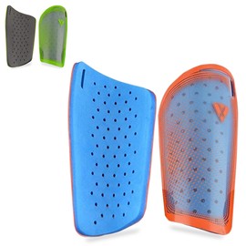 VIZARI Atletico - Espinilleras Ligeras de fútbol con Bolsillo de compresión, Color Naranja, Azul, Talla M