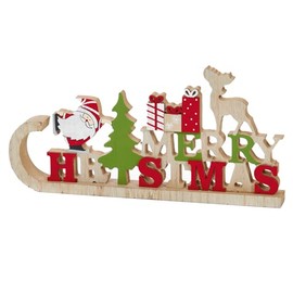 Merry Christmas Wooden Sign with Santa Room Decoration Ornament 0460