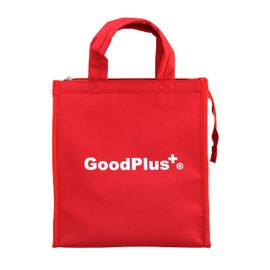 Good Plus Red Lunch Tote with Mesh Pocket (Large Size for Bento Boxes, Salads, and Desserts)