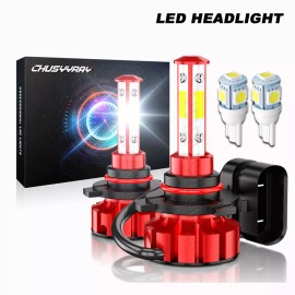 CHUSYYRAY 2x 9005 4 side LED Headlight Bulbs High Beam Conversion Kit White Super Bright