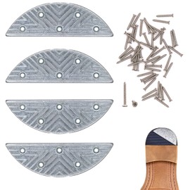 GGOUPTY Metal Shoes Heel Plates 2 Pairs Heel Sole Guard Repair Pads with Screw Nails Heel Replacement Taps for Boots and Shoes, Splitter