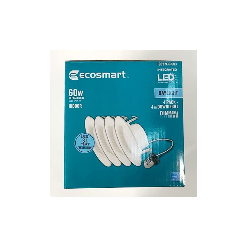 LootHive 4-INCH White Integrated LED Recessed Trim, Daylight (4-Pack)