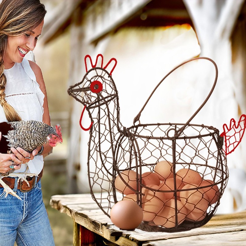 TAIANLE.Chicken Wire Egg Basket for Gathering Fresh Eggs Collecting Basket