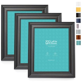 LaVie Home 8x10 Picture Frames (3 Pack, Black) Rustic Photo Frame Set with Tempered glass for Wall Mount & Table Top Display