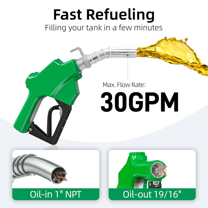 2 Pack Automatic Fuel Nozzle 1 inch NPT with Fuel