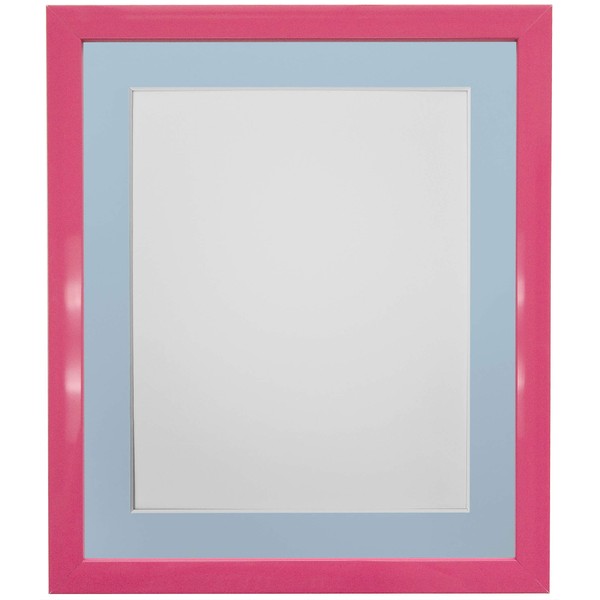 FRAMES BY POST 0.75 Inch Pink Picture Photo Frame With Blue Mount 20 x 16 Image Size A3 Plastic Glass
