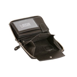 RFID Blocking Mens and Ladies Wallet with side zip pocket protected LEAS, Genuine Leather, black - LEAS RFID-Line