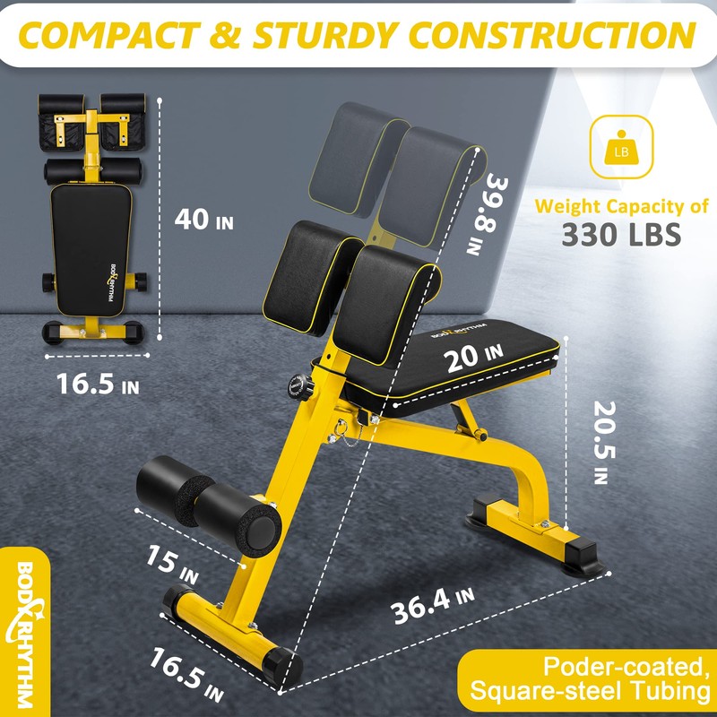 BODYRHYTHM Compact Adjustable Weighted Bench for Full Body Strength Training,