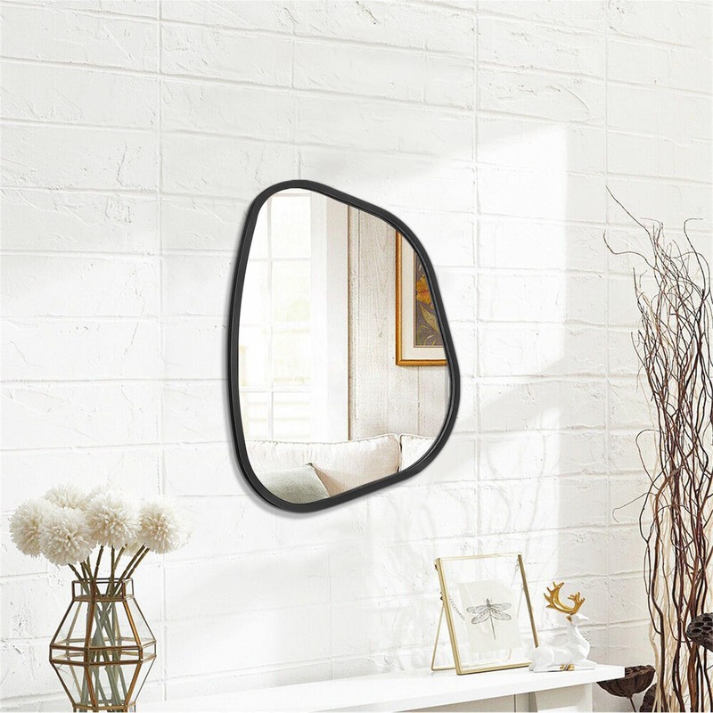 HLFMVWE Asymmetrical Mirror for Wall Irregular Oval Wood Frame Modern
