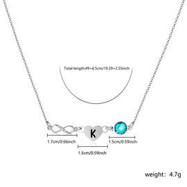 Delicate Silver 26 Letter A-Z Charm Crystal Choker Necklace Gift For Daughter Son Sisters Mum Friends Birthday Christmas Party Initial Jewellery (K)