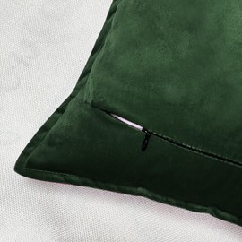 VAKADO Cushion Covers Velvet Decorative Pillow Covers With Fringe Decor Christmas Soft Square Cozy Solid Color Cushion Cases Home for Bed Bedroom Couch Car Sofa Set of 2 Army Green,45x45