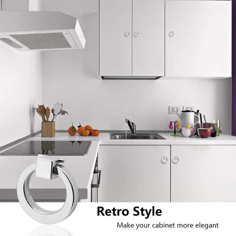 Jiozermi 12 Pcs Cabinet Knobs, Metal Ring Pull Handles, Hardware