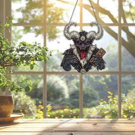 Accoutrements Krampus Ornaments Decor for Window Hanging - Accoutrements Krampus Gifts for Women Men - Home Kitchen Room Christmas Decorations - 2D Flat Acrylic Ornament