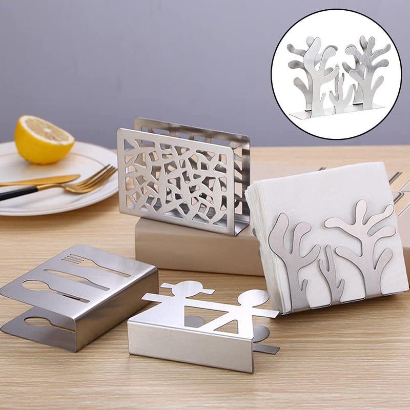 Stainless Steel Napkin Holder Silver Plants Shape Serviette Holder Modern