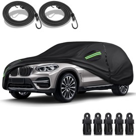 QUYDDC 16-Layer 600D Heavy Duty Universal Full Car Cover for Outdoor & Indoor Use - All Weather Sun UV Rain Snow Dust Proof, Waterproof Scratch Resistant, Fits SUVs Body Length 181"-190"/15.1-15.8 ft