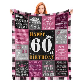 60th Birthday Gifts for Women, 60 Year Old Birthday Gifts for Women, Gifts for 60 Year Old Women, Happy 60 Birthday Gifts for Women, 60th Birthday Decorations, 60th Birthday Gift Ideas Blanket 60"x50"
