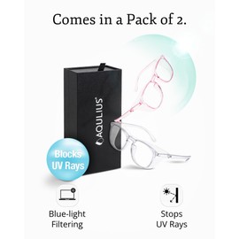 Aqulius 2 Pack Stylish Safety Glasses & Goggles, Scratch Resistant Blue Light Blocking Lenses - Safety Glasses for Men & Women - Eye Protection - Protective Eyewear - Pink/Clear