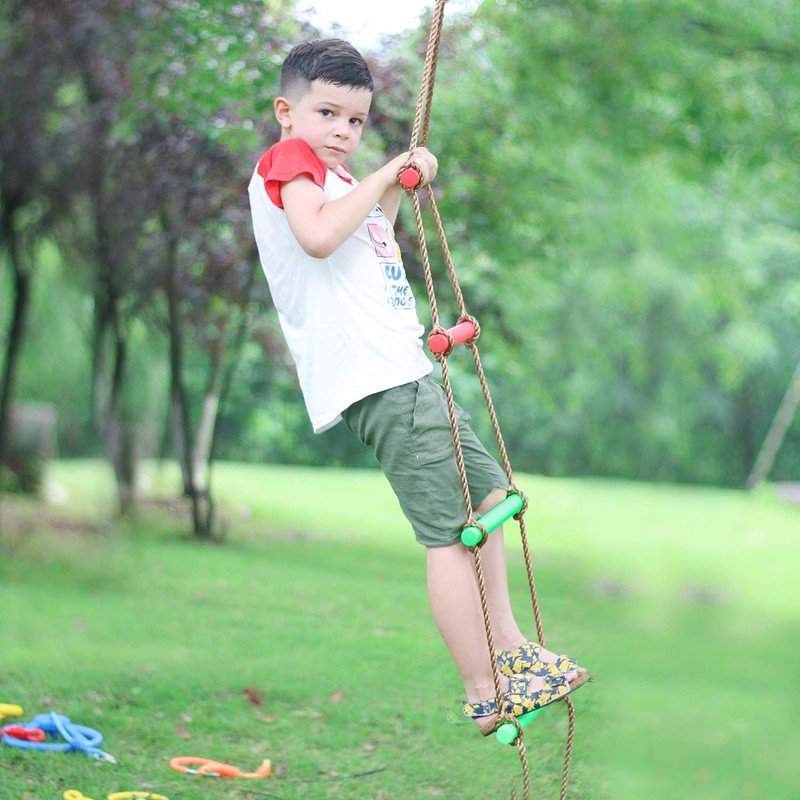 Rainbow Craft 6.6FT Climbing Rope Ninja Ladder for Kids -