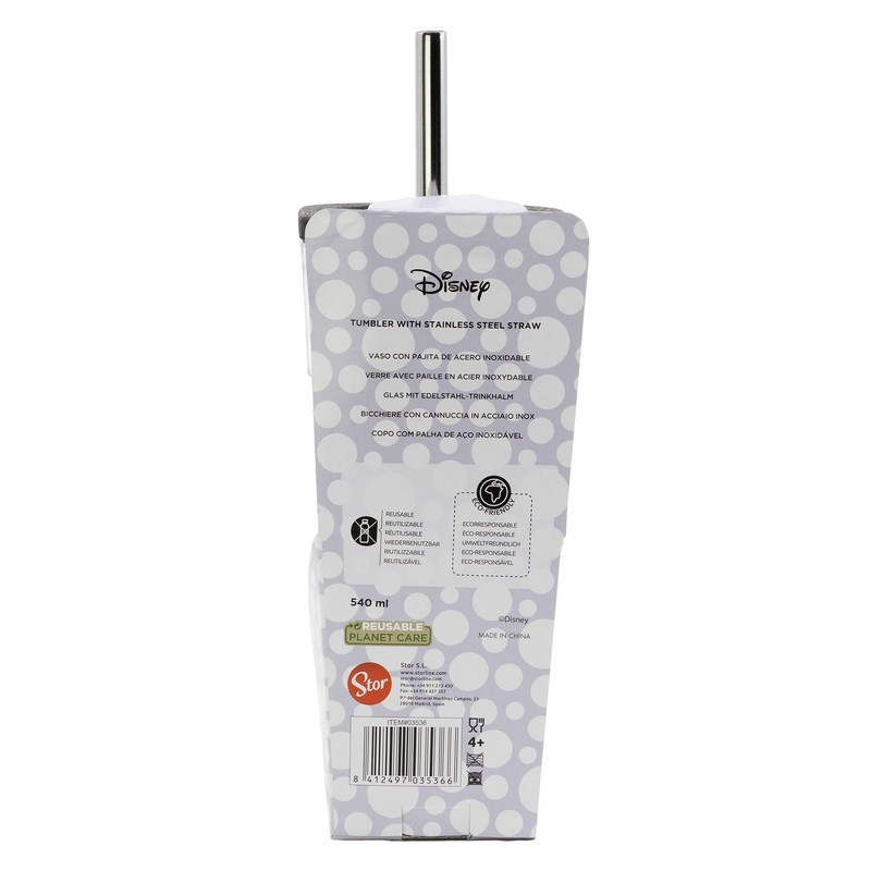 Stor Large Reusable Plastic Cup with Stainless Steel Straw -