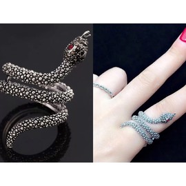 Women Rings Snake Cool Punk Goth Rings Cubic Zirconia Band Rings Ladies Party Rings Size 7 8 9