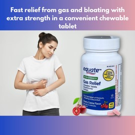 Gas Relief Simethicone 125 mg- Chewable Tablets Cherry Creme 48 Count (Pack of 1) for Stomach Comfort