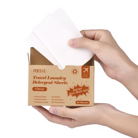 Poesie Citrus Travel Laundry Detergent Sheets 40 Sheet No Plastic No Waste Laundry Soap Sheet for Travel Dorm Home
