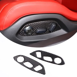 CHEAYAR Soft Real Carbon Fiber Car Seat Adjustment Switch Trim Sticker Compatible with Corvette C8 Stingray Z06 Z51 2020 2021 2022 2023 Interior Decoration Accessories (Black 3 Holes)