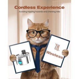 Cat Water Fountain Battery Powered: Cordless Cat Fountain Wireless - Rechargeable Pet Water Fountain Stainless Steel - 108oz/3.2L Automatic Kitty Water Fountain with Motion Sensor - 9 Filters