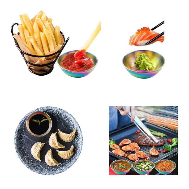 LoveDeal Set of 8 Stainless Steel Dipping Sauce Bowls, Soy