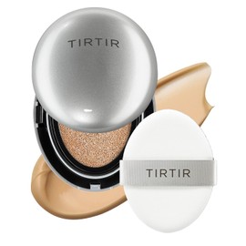 TIRTIR - Base de maquillaje en formato Cushion de Mask Fit Aura Silver  Acabado semibrillante, cobertura natural, hidratante, ligera, base de...      
