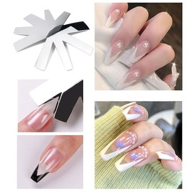 4PCS Tool Kit Nail Cutter, BetterJonny Stainless Steel Nail Art Manicure Edge Trimmer Almond Shape Easy French Smile Cut V Line Diy Plate Module