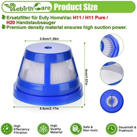 Rebirthcare Rebirthcare 6 St1ck Hepa Filter f1r Eufy HomeVac H11 / H11 Pure / H20 Handstaubsauger HEPA Ersatzfilter f1r Eufy Clean H11 Schnurloser kabelloser Stabstaubsauger Filter H11 Pure Ersatzteile Zubeh?r