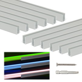 Muzata 12Pack 16.5" Rope Lights Channel U Shape Aluminum Rectangle Rope Lights Track fit 6mm Width U122