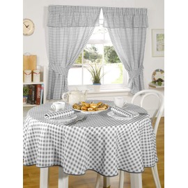 Molly - Gingham Pencil Pleat Curtains With Pelmet Header in Charcoal - Width 46 x Drop 42" (116 x 107cm)