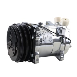ACTECmax Universal A/C Compressor with Black 2PK Clutch SD 508 5H14 R134A Chrome Compressor