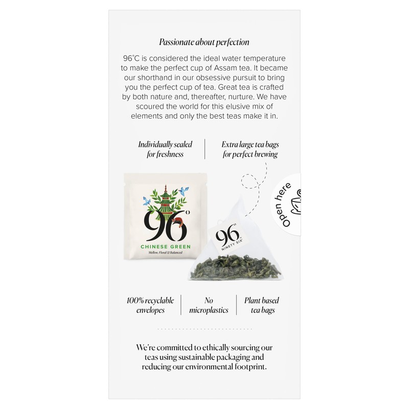 96° Chinese Green Tea - 20 Pyramid Tea Bags x