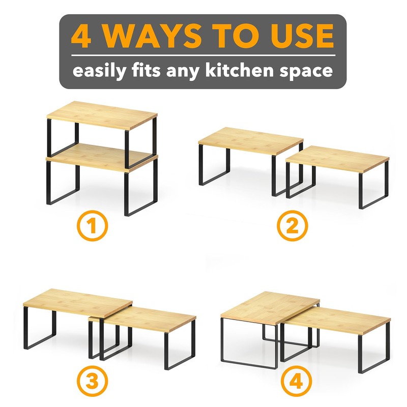 SpaceAid Cabinet Shelf Organizers 2 Pack, Kitchen Counter Rack Shelves
