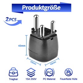 Oblinple 2 Stück Südafrika Reiseadapter, EU nach Südafrika Adapter, Südafrika Reisestecker, Deutschland Südafrika Steckdose, EU zu Typ M Stecker für Mosambik Bhutan Namibia Botswana (Schwarz)