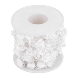 10 m Rose Artificial Pearl Garland, Artificial Pearl Wire Beads Garland String Fishing Line Artificial Pearls String Beads Chain DIY Wedding Decoration (White)