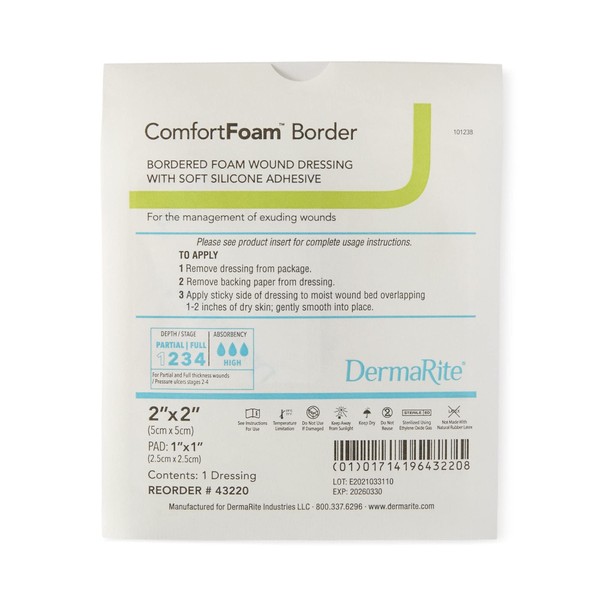 Dermarite Industries Comfort Foam Border, 2"x2, 10 Count