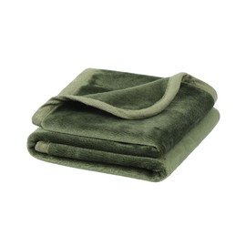 PiccoCasa Flannel Blanket Blanket Throw Blanket, Microfiber, Lightweight, Soft, 330 GSM, Wide Hem, Smooth, Fluffy, Fluffy, Warm, Olive Green 2, 23.6 x 31.5 inches (60 x 80 cm)