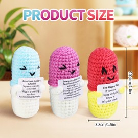 iewrtcin 3 Pieces Emotional Support Funny Gifts,Positive Pickle Women Gifts,Crochet Emotional Support Positive Gifts Applies to Game Room Decoration,Desk Decor,Home Table Decor,Caring Gifts