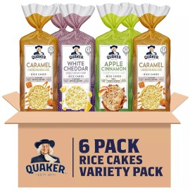 QTG Products Quaker Large Rice Cakes, Gluten Free, 3 Flavor Variety Pack, 6 Count - Flavored Variety, 37.06 Ounce (Pack Of 1)