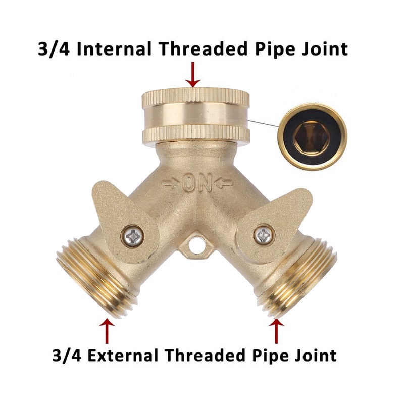 Garden Hose Splitter 2Way AllBrass Heavy Duty Simple Operation Outlet