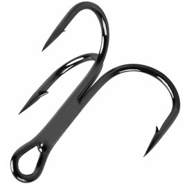 120Pcs Classic Treble Hooks Strong Sharp Round Bend Fishing Hooks High Carbon Steel Triple Barbed Fish Hooks for Fishing Lures Baits Size 1 2 4 6 8 10 12 14