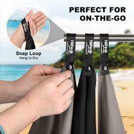 HiiPeak Microfibre Towel 2 pack（160x80cm+80x40cm） Compact Camping Beach Towel - Quick Dry Ultra Lightweight Absorbent Sports Gym Yoga Swimming Hiking Drying Towel for Men,Women (Black-2pcs)