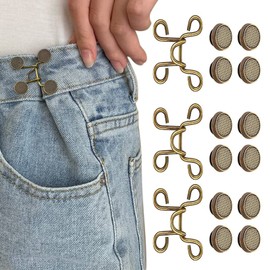 YFFSFDC [Waist Adjustment Button 1.1 inch (27 mm) 3 Set] Jeans, Adjustment Buttons, Rivets, Seamless, Waist Buckle, Removable Buttons for Adjusting Loose Jeans, Pants, Skirts, T-shirts, Hoodies, Etc., Adjustable, Replacement (Antique Gold)