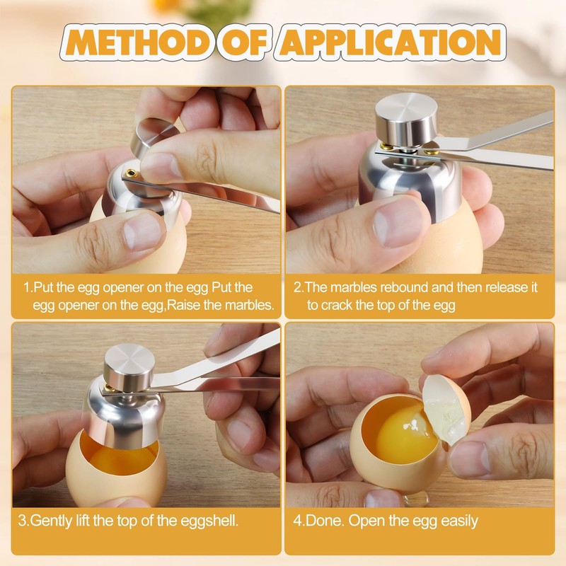 Egg Openers，304 Stainless Steel Egg Cutter Egg Cracker Tool Adjustable