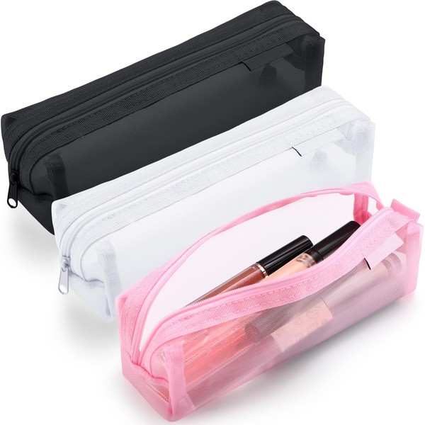 MotiMind 3 Pcs Mesh Makeup Brush Bag Mesh Makeup Brush