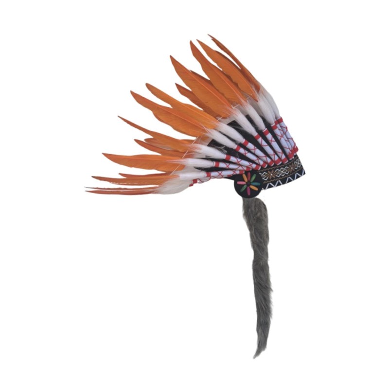 Vaveren Artificial Feather Headdress Men Women Indian Headdress for Dance